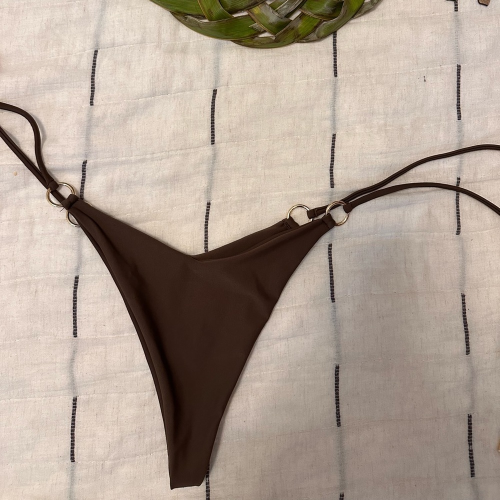 Brown thong bottom by Khassani swim